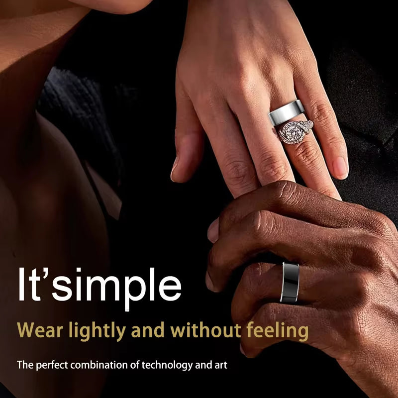 Smart Ring Bluetooth Health Monitoring Sleep Heart Rate Multi-Sport Modes Waterproof IP68 5ATM Men Women Multifunctional Ring