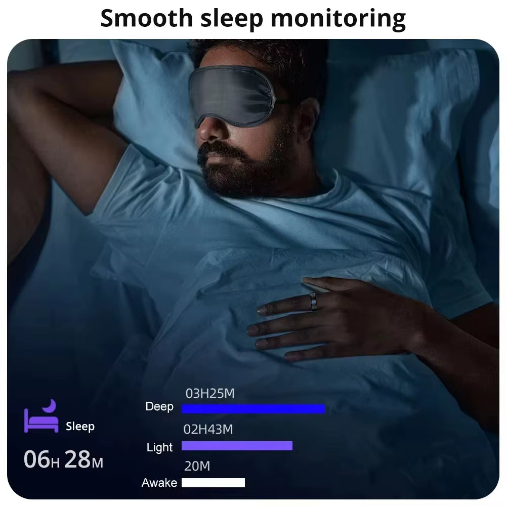 Smart Ring Bluetooth Health Monitoring Sleep Heart Rate Multi-Sport Modes Waterproof IP68 5ATM Men Women Multifunctional Ring